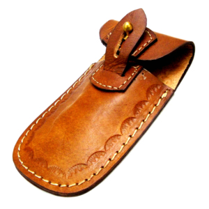 Handmade Leather Pouch Folding Knife Wooden Handle Stainless Steel Blade Leather Carry Pouch Outdoor Pocket Utility Collection - Product Image 1