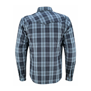 Womens <b>Blue</b> Grey CE Certified Armored <b>Flannel</b> <b>Shirt</b> Plus Size Adventure Riding Aramid Lined Wholesale - Product Image 5