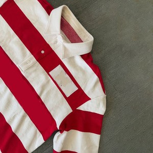 Polo à manches courtes rayé rouge et blanc pour homme, coupe classique, vêtement décontracté, tissu tissé - Product Image 2