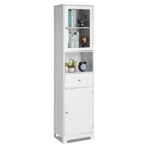 Meuble de salle de bain en MDF blanc avec peinture pulvérisée, 2 portes inférieures et supérieures, 1 porte à battant, 1 étagère, pour utilisation dans le salon - Product Image 6
