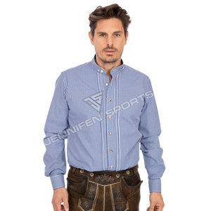 Camisas casuales elegantes para hombre, de manga larga, a cuadros, ajustadas, estilo bávaro, camisas de vestir, camisa bávara para hombre - Product Image 4