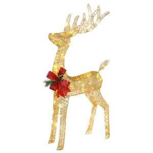 Pre-illuminato 90 luci LED a prova di intemperie 4ft slitta Santa renna ornamento di natale illuminato per interni/esterni decorazione per la casa Zip - Product Image 2