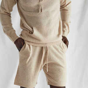 Conjunto de pantalones cortos y sudadera con capucha para hombre, diseño moderno, lavado ácido, talla grande, 100% algodón, forro polar transpirable, conjunto deportivo para hombre - Product Image 2