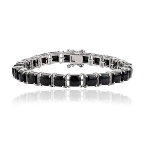 Bracelet tennis en argent sterling 925, onyx noir 100 % authentique, best-seller, pour accessoires féminins - Product Image 1