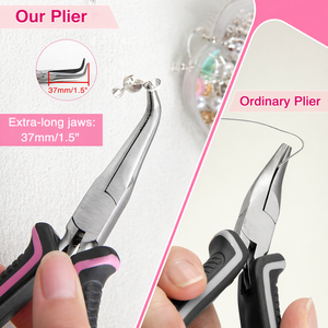 Precision Mini Bent Needle Nose Pliers Stainless Steel Serrated Jaw <b>Soft</b> Grip for Jewelry Making <b>Wire</b> Wrapping and Craft Use - Product Image 6