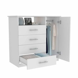 Armadio Portascarpe da Parete Montauk Bianco a 5 Ripiani con Anta a Specchio per Uso Bagno - Product Image 5