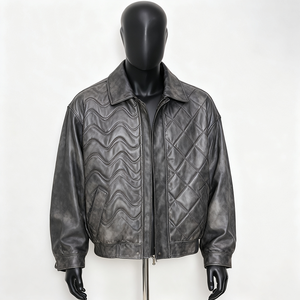 Men's Red PU Leather <b>Jacket</b> Embossed <b>Star</b> Gear Pattern Turn-down Collar Zipper Closure Casual Autumn Wear - Product Image 6
