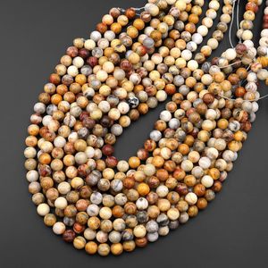 Perles rondes lisses en agate Crazy Lace naturelle jaune, certifiées IGI, provenance Rajasthan, pour la fabrication de bijoux, fournisseur en gros - Product Image 1