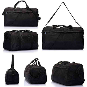 Bolsa Deportiva Unisex de Nailon con Correa Ajustable, Gran Capacidad de 30-40L, Cierre de Cremallera, Color Negro Sólido, Estilo Casual - Product Image 1