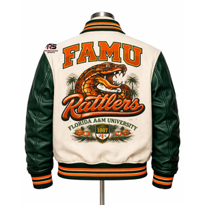 Veste universitaire FAMU en gros, fournisseur de vestes HBCU brodées sur mesure, veste FAMU Rattlers de qualité supérieure - Product Image 3