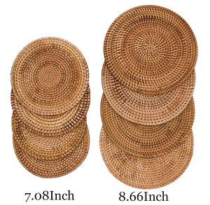 Sous-plats en rotin, support de pot à thé et de service au design antique, best-seller en promotion - Product Image 4