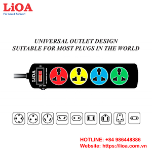 Zócalo de extensión de 4 salidas LiOA con interruptor 2200W/10A 220VAC 4DND3.3.10 Producto de enchufes y enchufes de calidad - Product Image 4