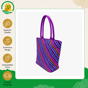 Bolsas de Compras de Yute con Asas Acolchadas y Cinta de Algodón, con Estampado Geométrico Completo, Ecológicas, de Excelente Calidad y en Oferta - Product Image 3