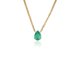 Collar con Colgante de Esmeralda Zambiana con Diseño Simple y Exclusivo, Cadena Cubana Miami con Incrustaciones de Piedras Preciosas, Oro Amarillo de 14K - Product Image 3