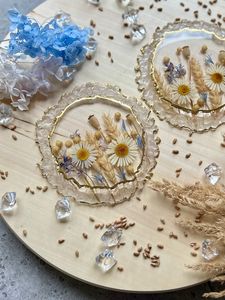Handcrafted Round Resin Flower Coaster Premium <b>Table</b> Decor Drink Coffee Tea Cup <b>Mat</b> Elegant Home Accessories - Product Image 6
