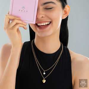 PRAO Collier à chaîne double couche anti-ternissement Heartthrob Accessoire de mode - Product Image 4