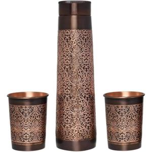 Vintage Copper Water <b>Bottle</b> With Lid And 2 Cups Reusable Metal Travel Flask Screw-On Cap For Adults Hiking Outdoor Use - Product Image 6