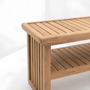Mesa de Centro Moderna de Madera de Teca Sólida de Doble Capa con Listones para Proyectos Comerciales, Muebles para Jardín, Villa, Sala de Estar, Indonesia - Product Image 3
