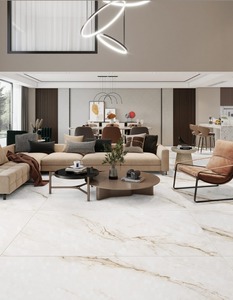 Baldosa de Porcelana de Gran Formato con Aspecto de Mármol Blanco de 1200x1800, Baldosa para Interiores con Efecto Piedra para Sala de Estar - Product Image 4