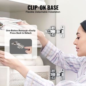 Cerniere per ante di mobili da cucina a copertura totale (60 pezzi) con apertura a 100° # # # #   Cerniere per Armadi a Chiusura Morbida Nascoste - Product Image 4