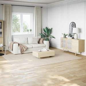 พรมขนยาวสีครีมขาว โพลีเอสเตอร์ 100% ขนาด 94.5 x 120.1 นิ้ว พรมปูพื้นและชุดพรม - Product Image 1