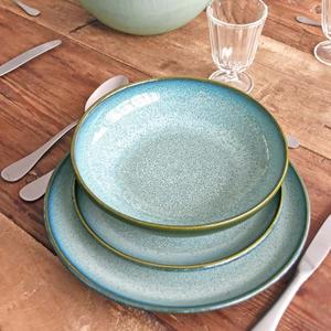 Plato de Cena de Cerámica con Acabado Glaseado Menta Fresca, Textura Suave Moteada, Borde Brillante, Vajilla Resistente para el Hogar Moderno - Product Image 6