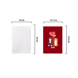 Tarjeta 3D Pop Up con diseño de pareja de perros adorables, tema de amor, con sobre, tarjeta hecha a mano con corazón, tarjeta de felicitación para pareja. - Product Image 3