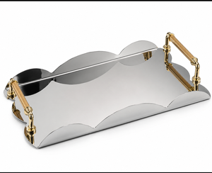 Luxury Metal Decorative Serving Tray with Handles Gold <b>Black</b> <b>Vanity</b> Tray for Coffee Tea Dining <b>Table</b> Home Decor Display - Product Image 6