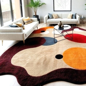 Hand Tufted Multicolor Organic <b>Abstract</b> Wool <b>Rug</b>, Irregular Shape Modern Carpet for Living Room Bedroom Home Decor Wholesale - Product Image 3