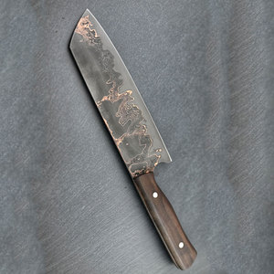 Couteau de cuisine artisanal en cuivre Damas, outil de préparation alimentaire pour chef, équipement professionnel pour restaurant et cuisine domestique - Product Image 4