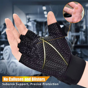 <b>Half</b> Finger Fitness Gloves Mesh Breathable Non <b>Slip</b> Adjustable Wrist Strap Gym Weight Lifting Unisex Non-<b>Slip</b> Finger Save Gloves - Product Image 5