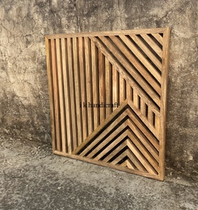 Ensemble de décoration intérieure, 3 sculptures murales modernes en bois à suspendre - Grandes décorations murales durables - Product Image 3