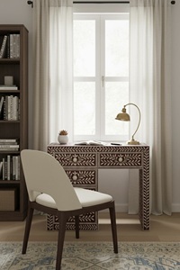 Cajón con Incrustaciones de Hueso de ILAHI, Diseño Moderno con Detalles de Ágata, Mueble Portátil para el Hogar - Product Image 5