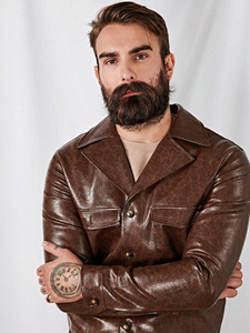 Unisex Premium Genuine Leather <b>Racer</b> <b>Jacket</b> Slim Fit Stand Collar Vintage Distressed Motorcycle Streetwear Coat Front High - Product Image 6