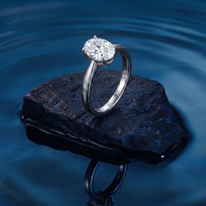 Anillo de Compromiso Solitario con Diamante Cultivado en Laboratorio, Corte Ovalado, Oro Blanco, Anillo de Promesa Minimalista, Anillo de Novia, Joyería Fina, Regalo - Product Image 2