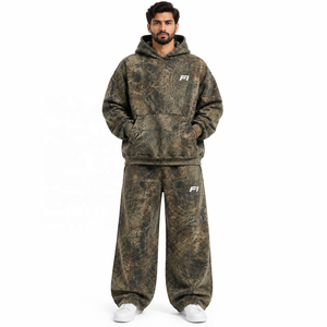 Conjunto Deportivo con Capucha Extra Grande para Hombre, Sudadera con Estampado de Camuflaje, Sudadera de Forro Polar Sublimado, Estilo Casual Urbano, Pantalones Deportivos de Invierno - Product Image 1