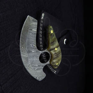 Cuchillo para Pizza de Acero de Damasco Forjado a Mano, Mango de Madera, Hoja Oscilante, Cortador de Pizza de Primera Calidad - Product Image 5