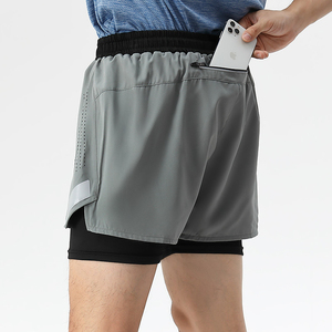 Quick Dry Breathable Double <b>Layer</b> Fitness Running Shorts for Men Workout Sportswear Gym Shorts - Product Image 6