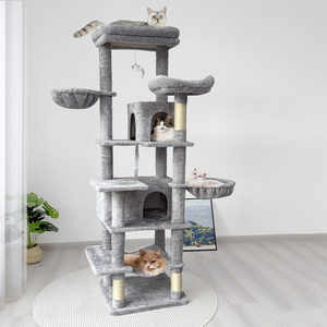 Grande griffoire pour chat en sisal et MDF, arbre à chat multi-niveaux, couleur gris moderne, mobilier d'intérieur pour animaux de compagnie, montage facile, condo amovible - Product Image 2