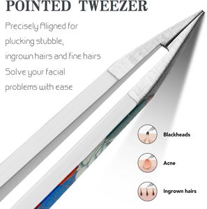 Lot de 2 pinces à épiler de précision durables en acier à haute teneur en carbone de 11,5 cm pour femmes et hommes, outil de toilettage des sourcils - Product Image 3