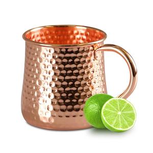 Dimple Hammered Copper Drinking Cup Textured Beverage Mug Rolled Rim Metal Drinkware with Rounded Handle Giftware - Product Image 5