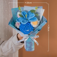 Bouquet de fleurs artificielles en fil tricoté, lys et œillets, cadeau pour la fête des mères