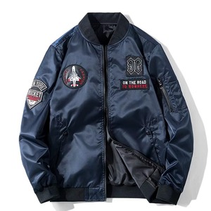 Blouson Aviateur Unisexe Hiver Double Face Décontracté à Fermeture Éclair en Laine Teinte Unie Épaisseur Standard Style Baseball Cargo - Product Image 2