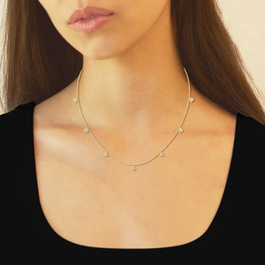 สร้อยคอจี้รูปโคลเวอร์ทองคำขาวประดับเพชรแล็บโกรว์ - Product Image 2