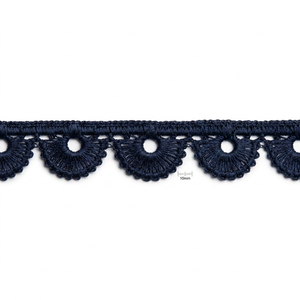 Ribete de encaje guipur geométrico azul marino de 10 mm, personalizable, directo de fábrica, para decoración náutica, ribete de uniformes, pantallas de lámparas, textiles - Product Image 3
