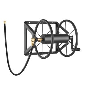 Avvolgitubo da Giardino Manuale in Acciaio Rinforzato da Parete per Tubi da 200ft (60m) con Raccordi in Ottone da 5/8 Pollici, per Uso Esterno (15m-30m) - Product Image 5