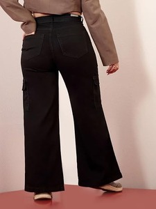 Womens Casual College & Vacation Wear <b>Boot</b> Cut Denim Jeans Mid Waist Regular Fit Vintage Style Cotton - Product Image 4