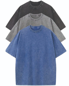 T-shirts pour hommes 100 % coton tricoté 240 g/m², coupe décontractée, effet vintage délavé, texture douce et vieillie, épaules tombantes - Product Image 1