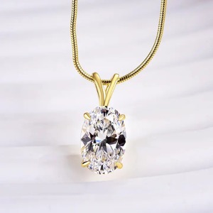 Collar con Colgante de Moissanita 925 con Corte Oval Exquisito en Oro Blanco y Amarillo de 18K, Collar con Colgante de Diamante Moissanita - Product Image 4