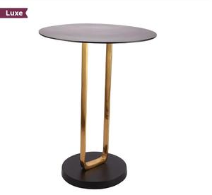 Modern Round <b>Side</b> <b>Table</b> with Gold Metal Base <b>Black</b> Top Minimalist Living Room Furniture - Product Image 2